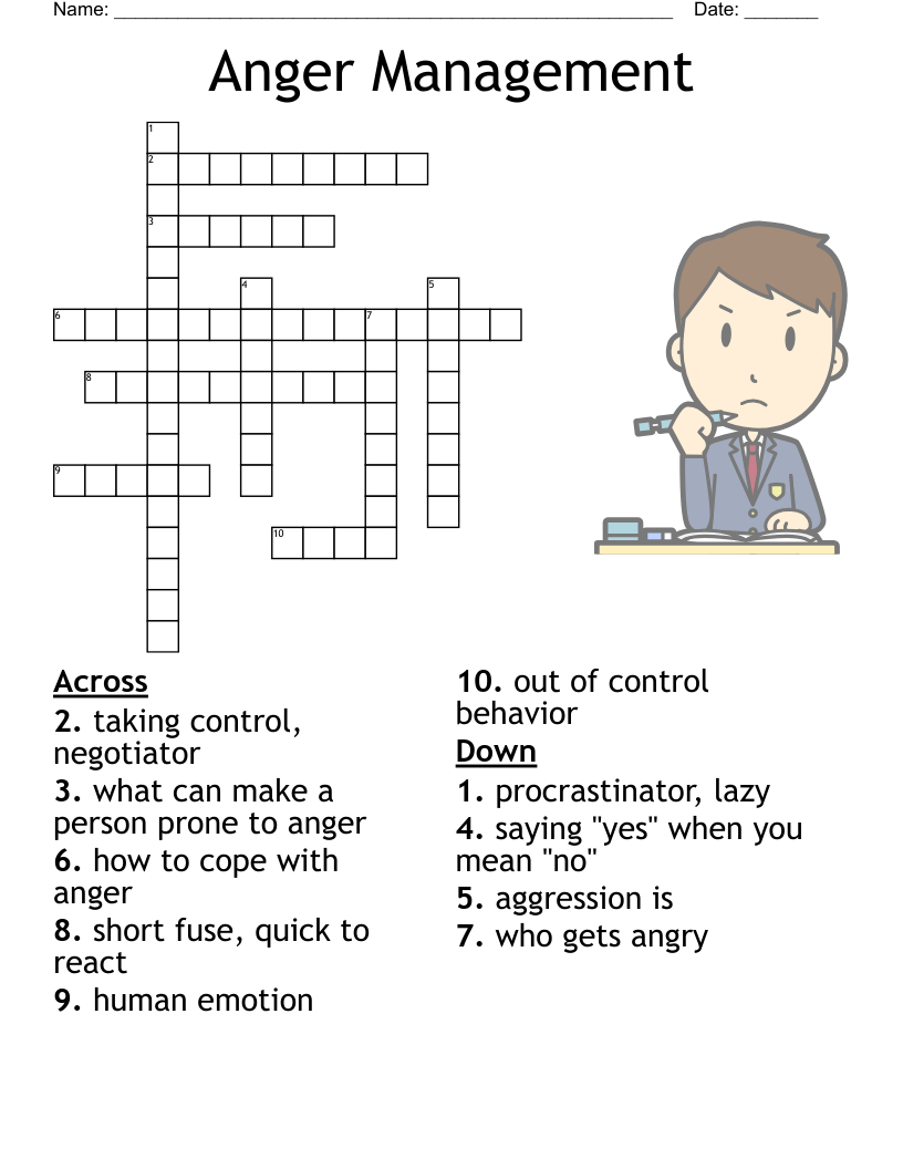 Anger Management Crossword - Wordmint intended for Anger Management Crosswords