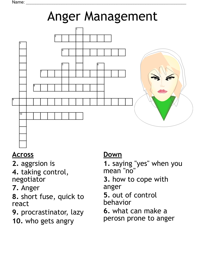 Anger Management Crossword - Wordmint regarding Anger Management Crosswords