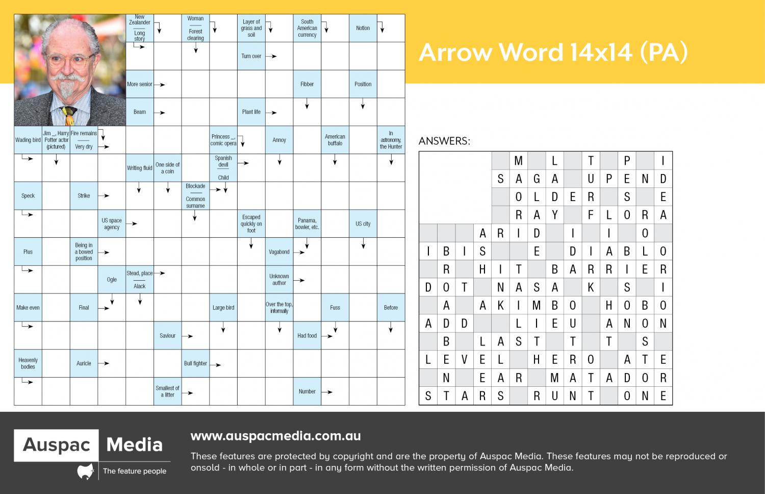Arrow Word 14X14 (Pa) throughout Free Arrow Word Puzzles Printable
