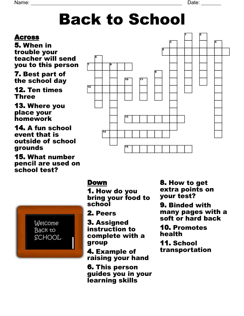 Back To School Crossword - Wordmint pertaining to Fun Crossword For High School