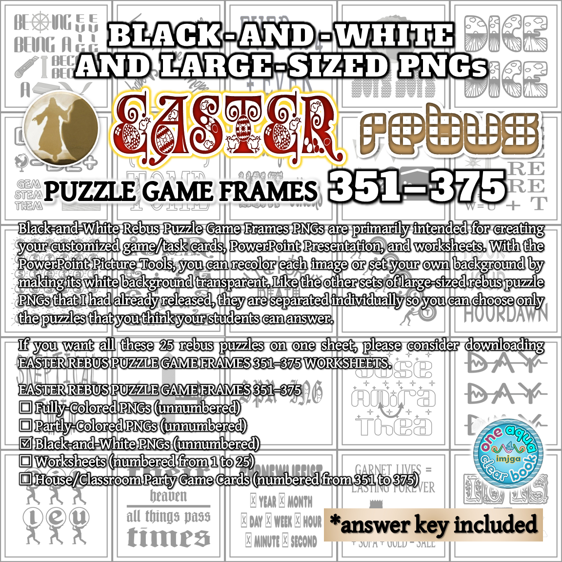 Black-&amp;amp;-White Easter Rebus Pngs 351–375 | Madeteachers for Easter Rebus Puzzles With Answers