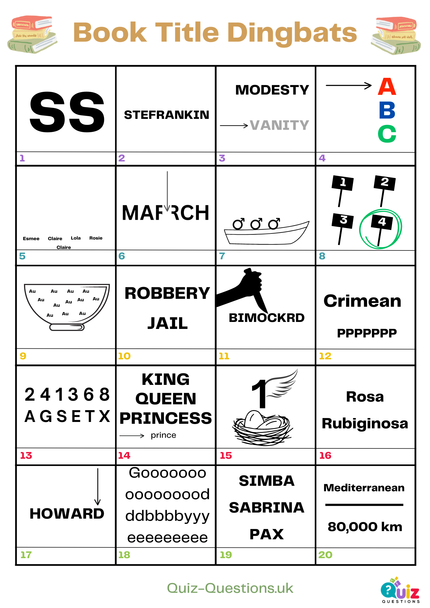 Book Title Dingbat Puzzles With Answers 2025 throughout Easter Dingbats Quiz