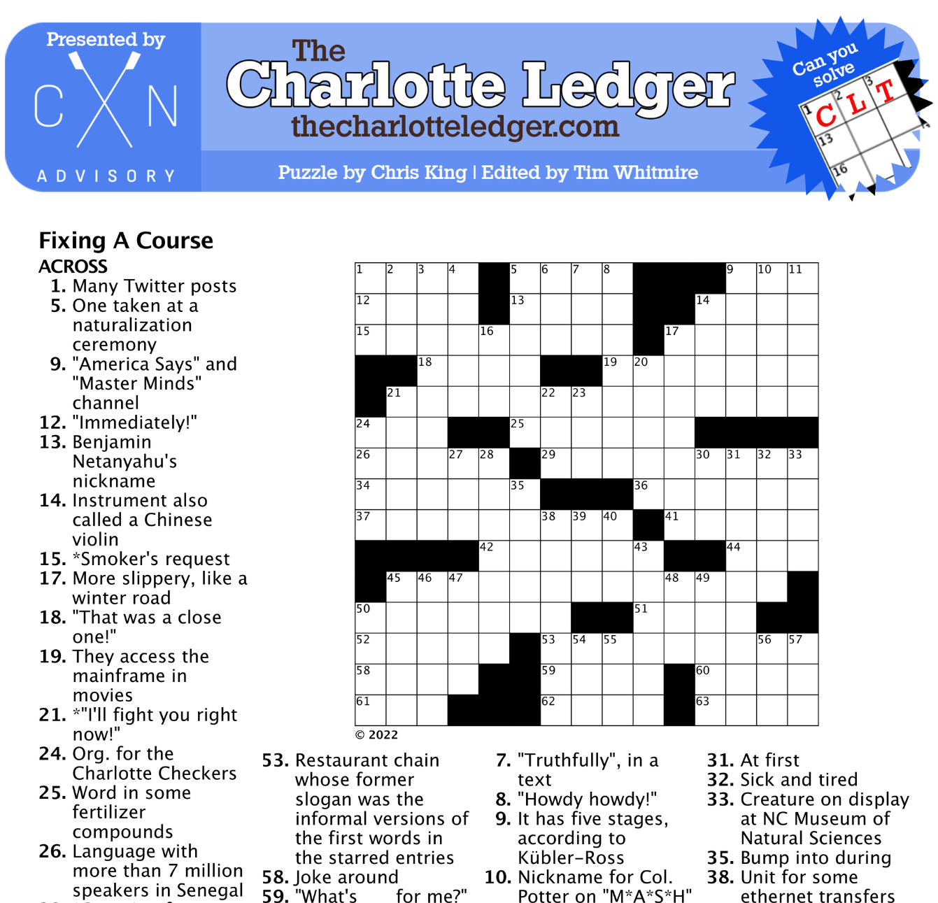 Charlotte Ledger Crosswords - The Charlotte Ledger in Star Ledger Crossword Puzzle