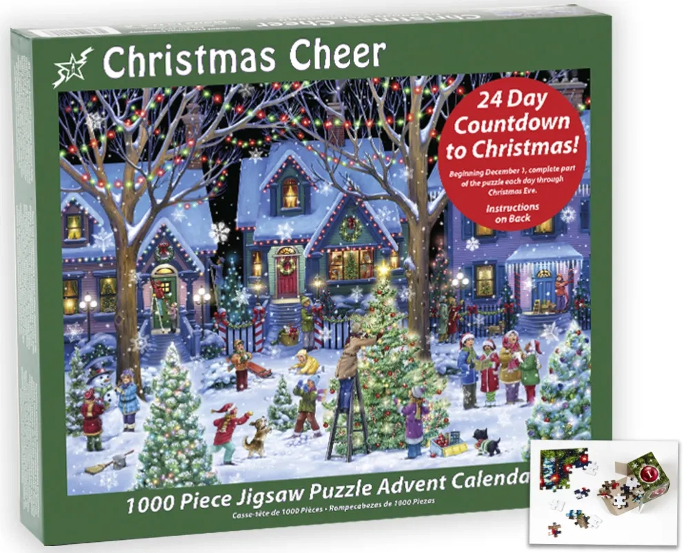 Christmas Cheer Jigsaw Puzzle Advent Calendar - 1000 Piece Jigsaw in Christmas Cheer Puzzle Fill-In Answers