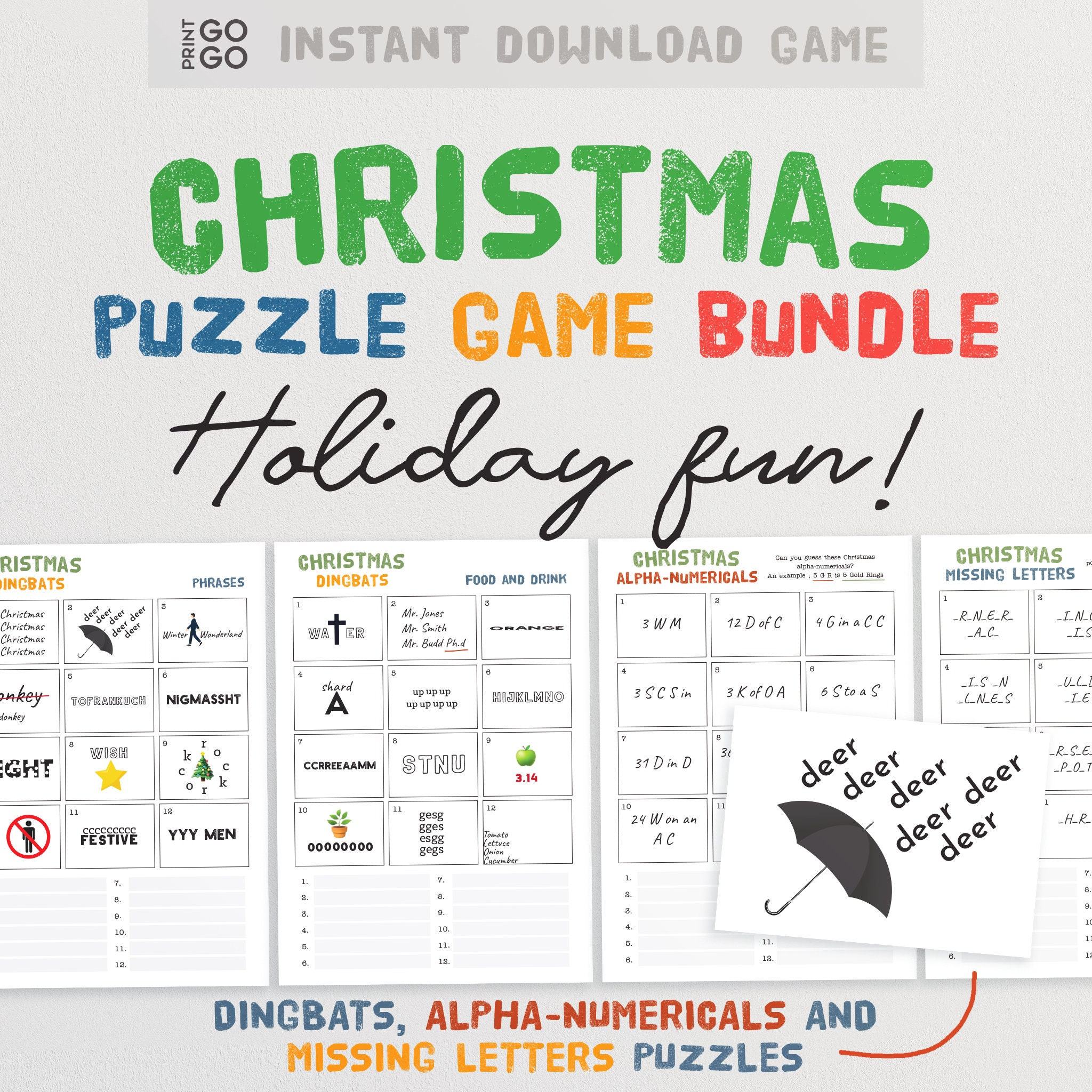 Christmas Dingbats Picture Quiz Puzzles - The Fun Festive Guess in Christmas Dingbats