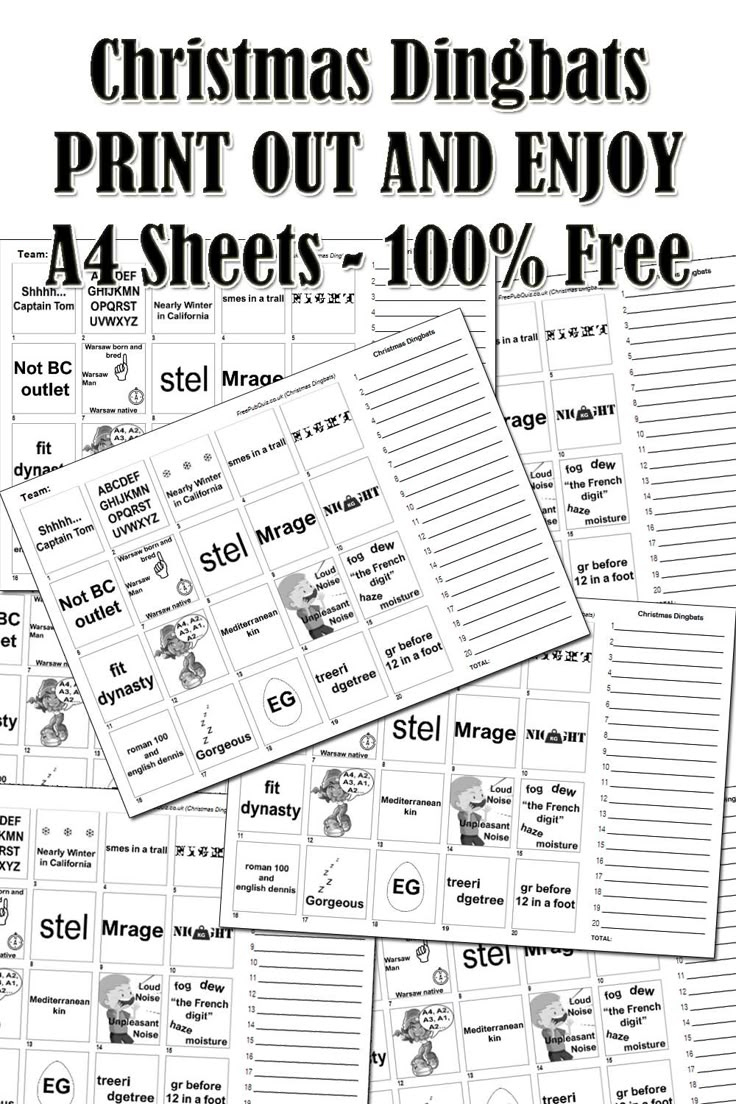 Christmas Dingbats - Printable Festive Puzzles with Free Printable Christmas Dingbats