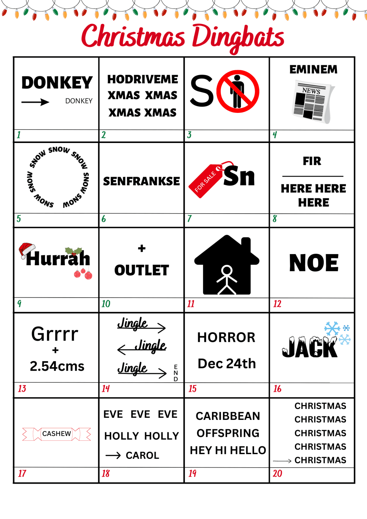 Christmas Dingbats - Printable Game With Answers 2025 inside Free Printable Christmas Dingbats