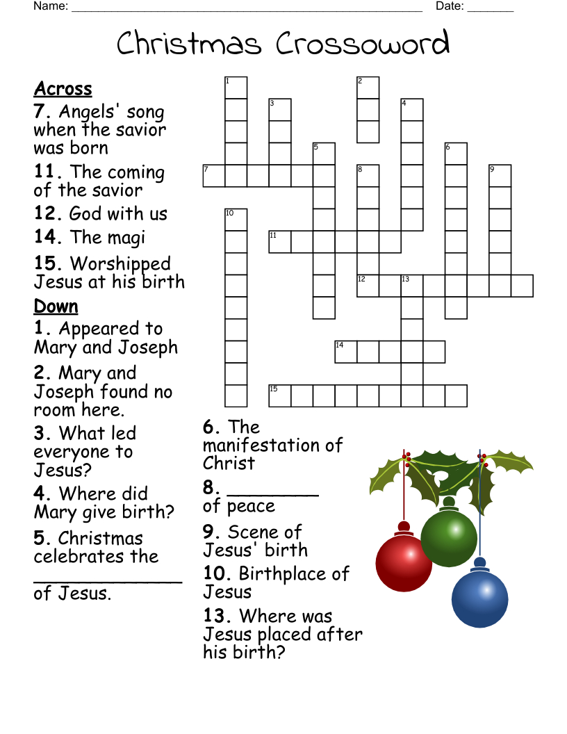 Christmas Joy Crossword - Wordmint pertaining to Christmas Joy Crossword Answer Key