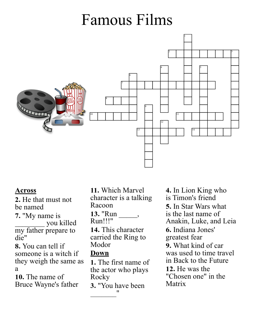 Christmas Movie Crossword - Wordmint in Christmas Witch Movie Crossword Puzzle