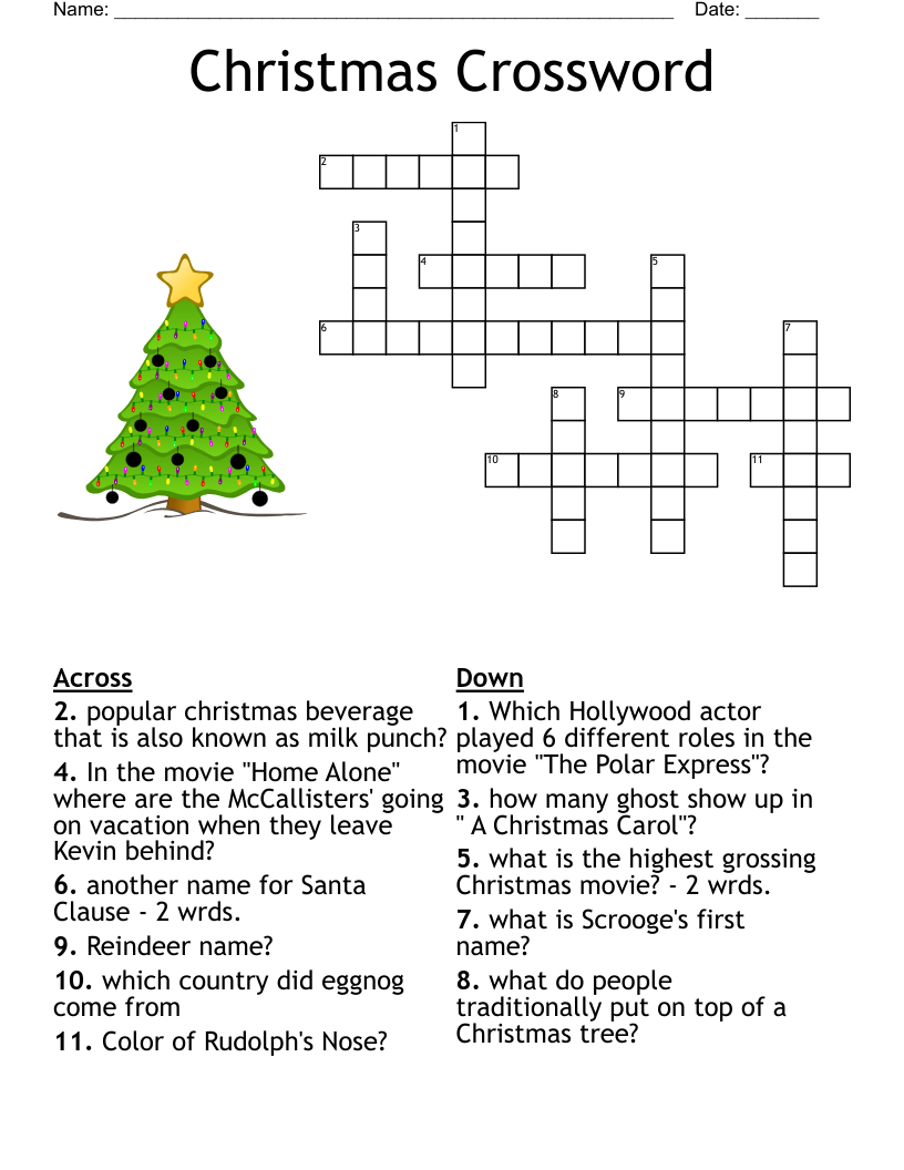 Christmas Movie Crossword - Wordmint inside Christmas Witch Movie Crossword Puzzle