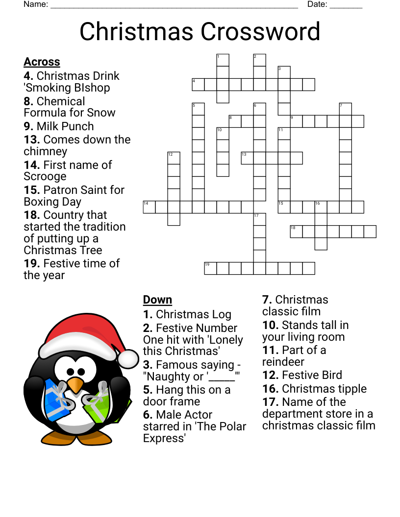 Christmas Movie Crossword - Wordmint within Christmas Witch Movie Crossword Puzzle