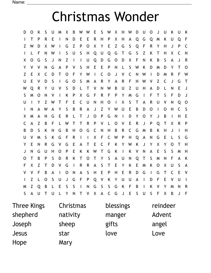 Christmas Wonder Word Search - Wordmint for Wonderword Like Puzzles To Print Free