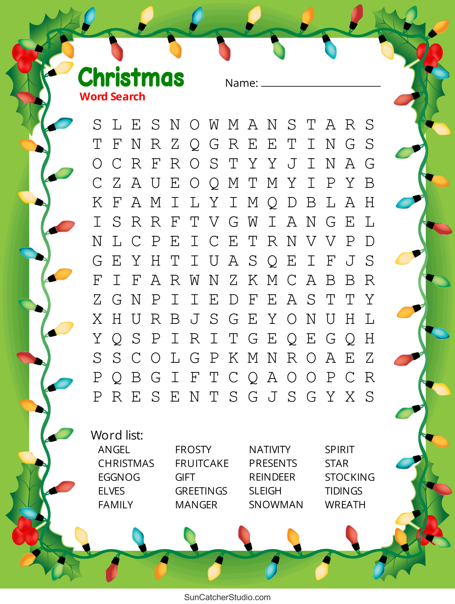 Christmas Word Search (Free Printable Pdf Puzzles) – Free with Christmas Puzzles Printable For Adults With Answers