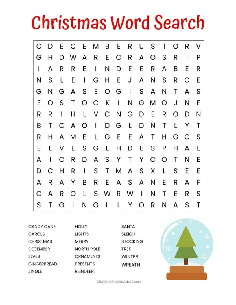 Christmas Word Search Printable (For Kids Or Adults) intended for Christmas Puzzles Printable For Adults with Answers