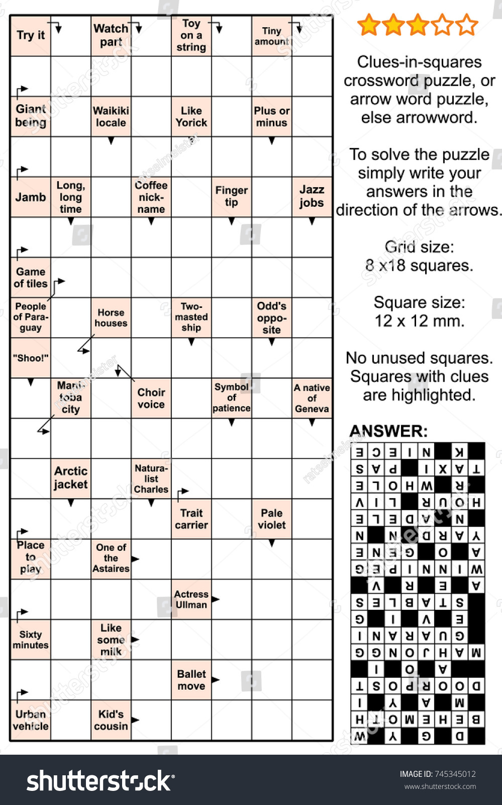 Clues-In-Squares Crossword Puzzle Arrow Word Puzzle Stock Vector with regard to Arrow Word Crossword Puzzles Printable