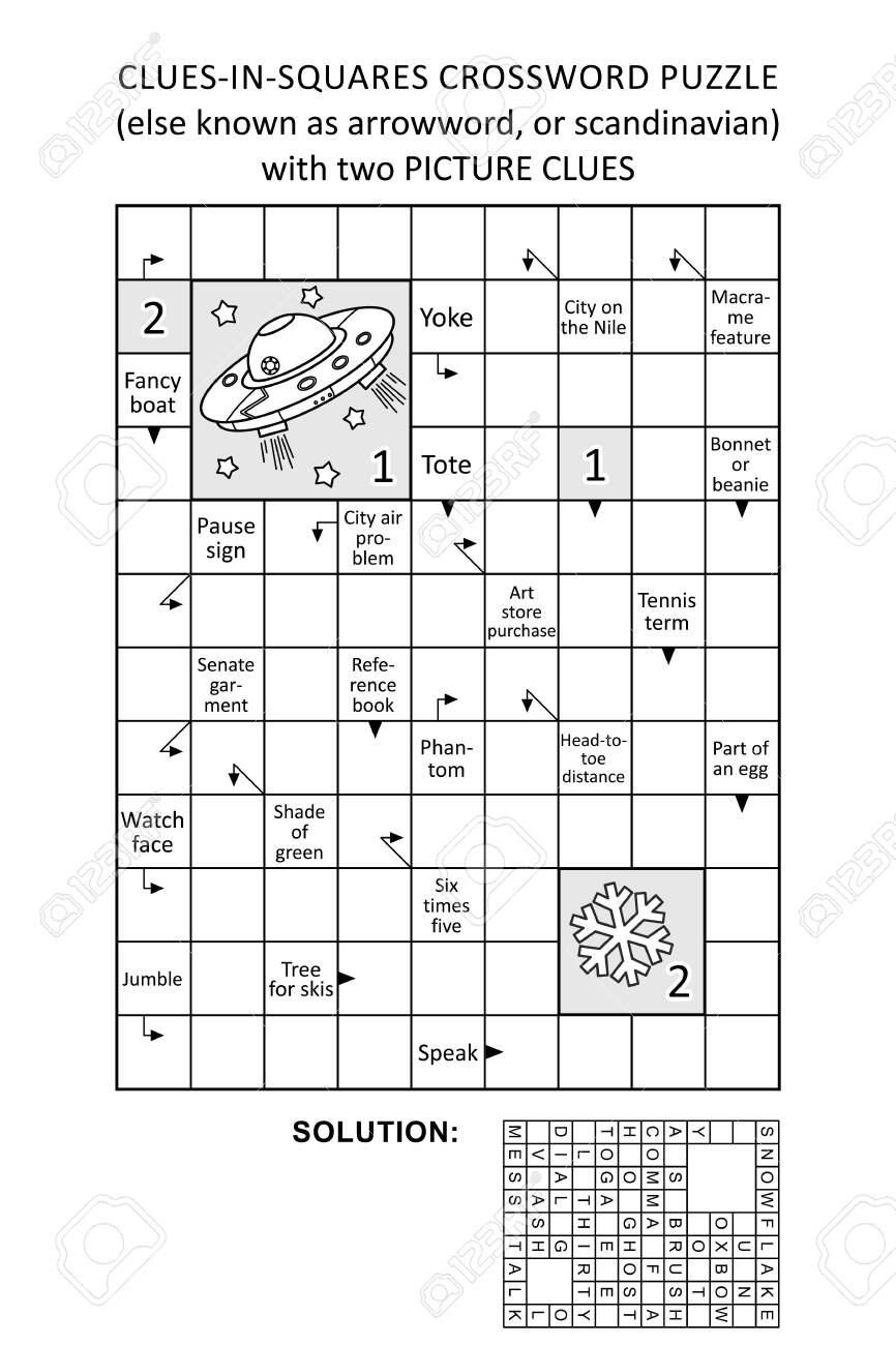 Clues-In-Squares Crossword Puzzle, Or Arrow Word Puzzle, Else in Arrow Word Crossword Puzzles Printable