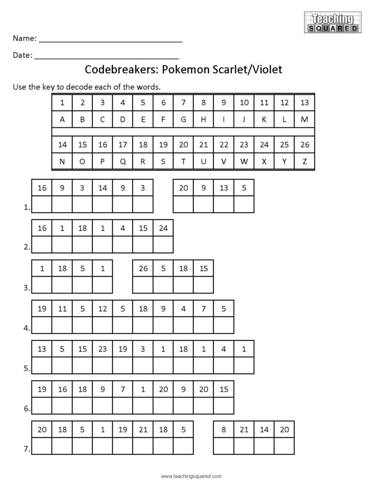 Codebreaker Characters - Teaching Squared with Free Printable Codebreaker Puzzles