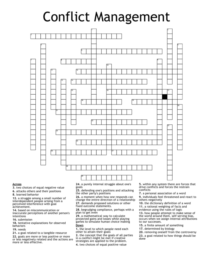 Conflict Management Crosswords with Answers Free Download Conflict Management Crosswords with Answers Free Download