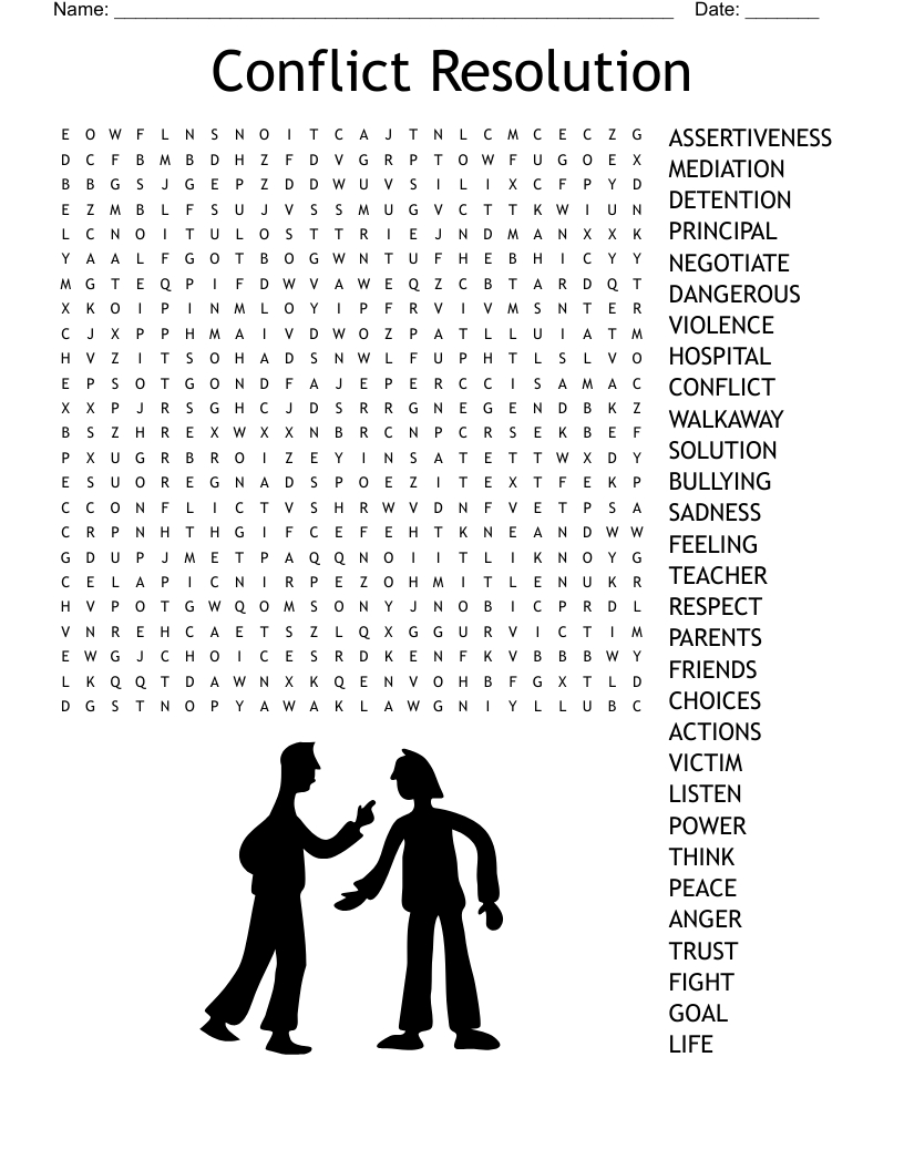 Conflict Resolution Word Search - Wordmint in Conflict Management Crosswords With Answers Free Download