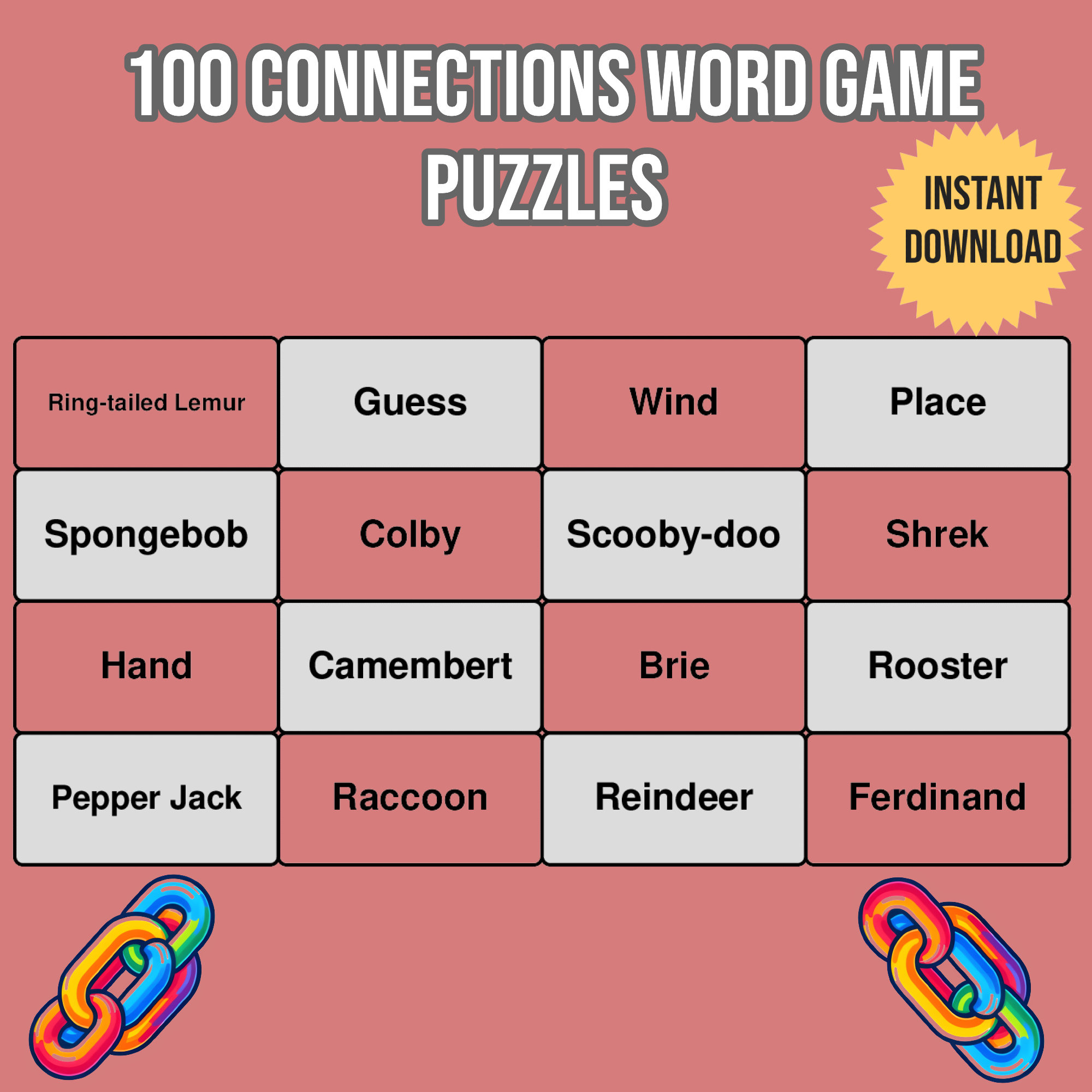 Connections Word Game For Kids - Etsy for Tribond Puzzles Printable