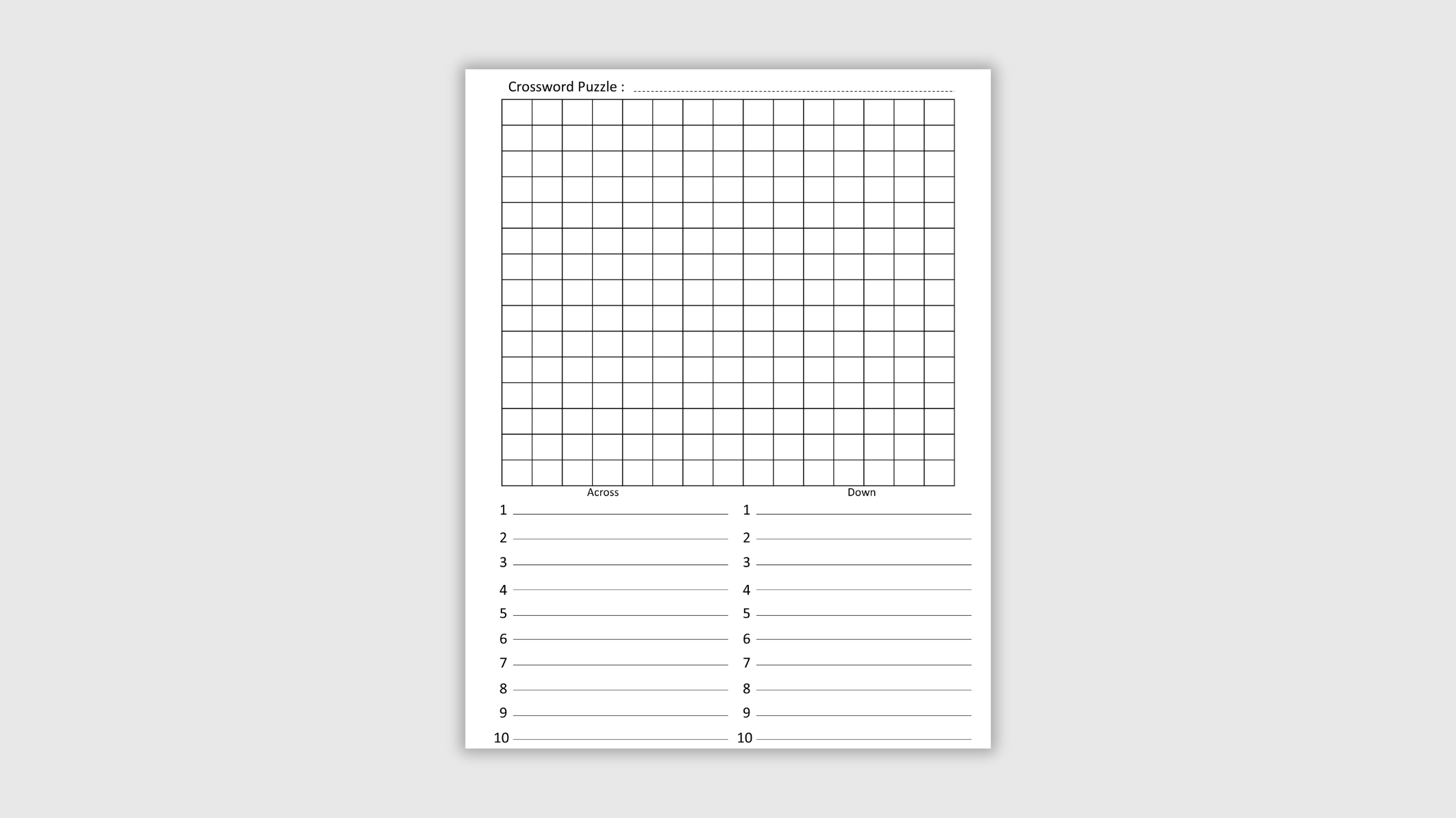 Crossword Puzzle Blank Template: Create Your Own Puzzles Easily pertaining to Blank Crossword Grid Printable