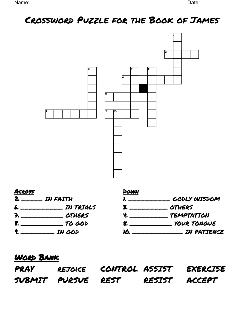 Crossword Puzzle For The Book Of James - Wordmint pertaining to Printable James Crossword Puzzles