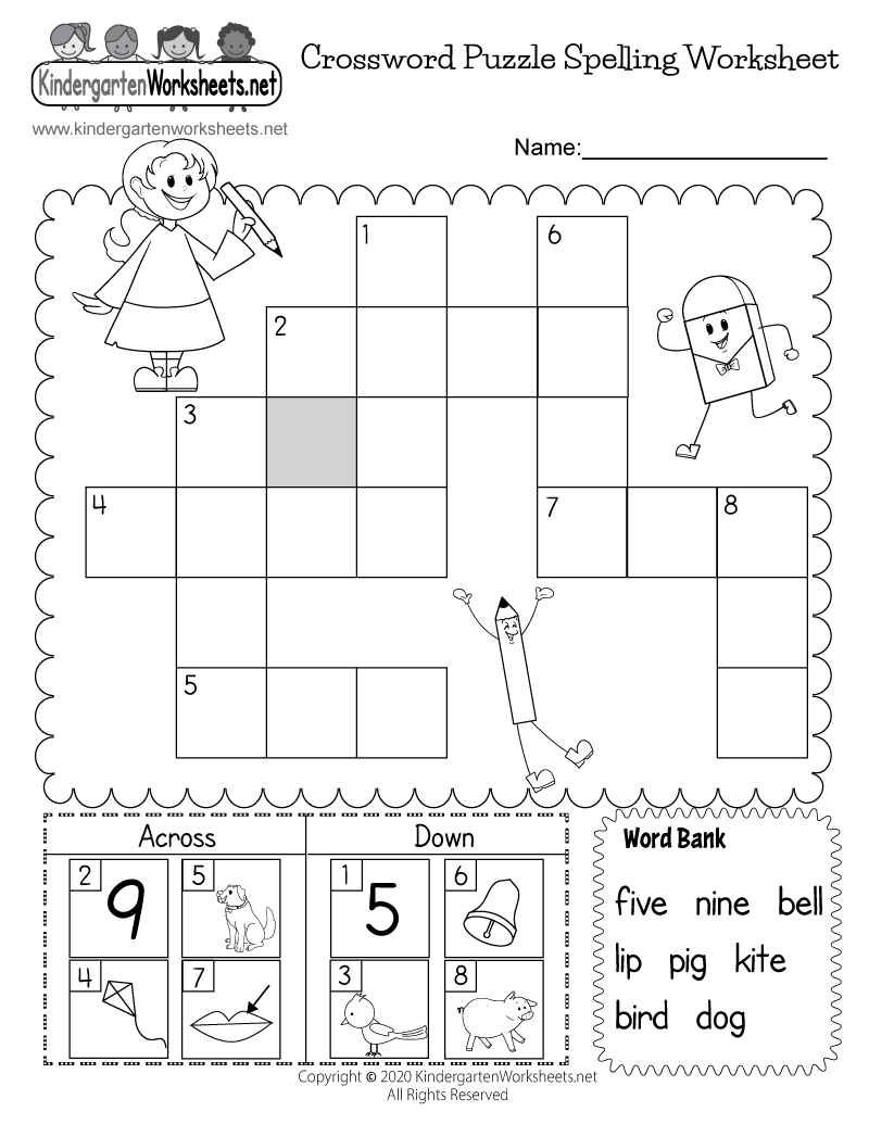 Crossword Puzzle Spelling Worksheet - Free Printable, Digital, &amp;amp; Pdf with regard to Online Crosswords For 6 Year Olds