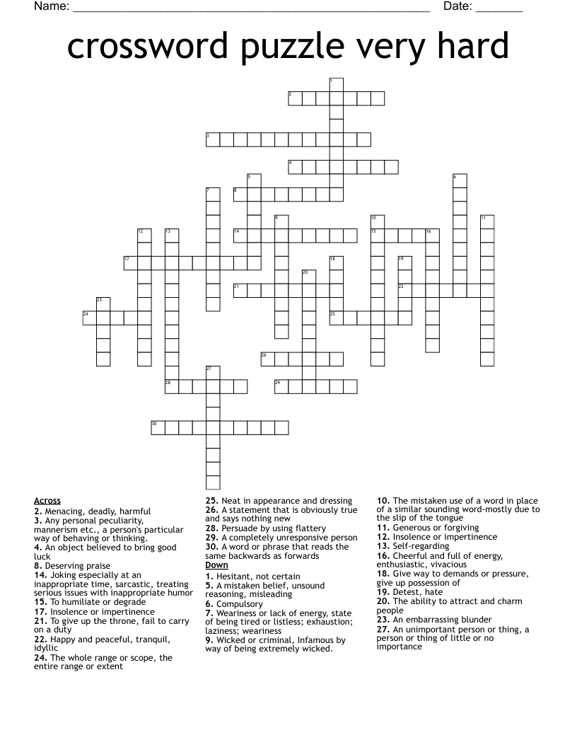 Crossword Puzzle Very Hard - Wordmint inside Impossible Crossword Puzzles