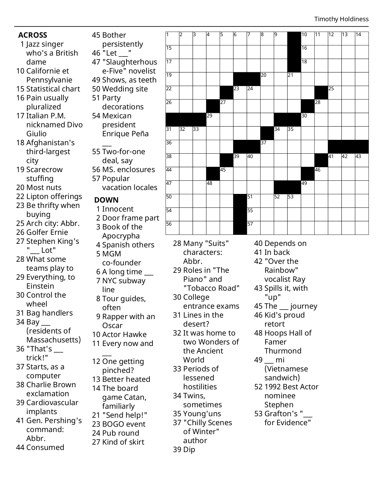 Crossword Puzzles | The Bogalusa Daily News for Free Printable Daily Crosswords