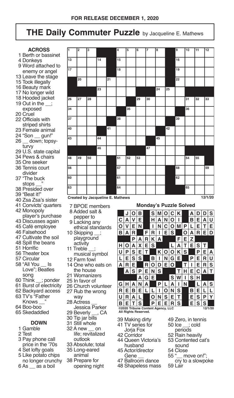 Crosswordmathews 12/1 | | Messenger-Inquirer regarding Crossword Puzzles Printable By Jacqueline