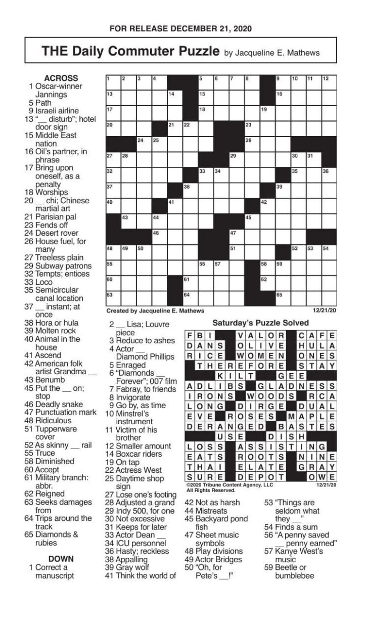 Indy Star Crossword Answers