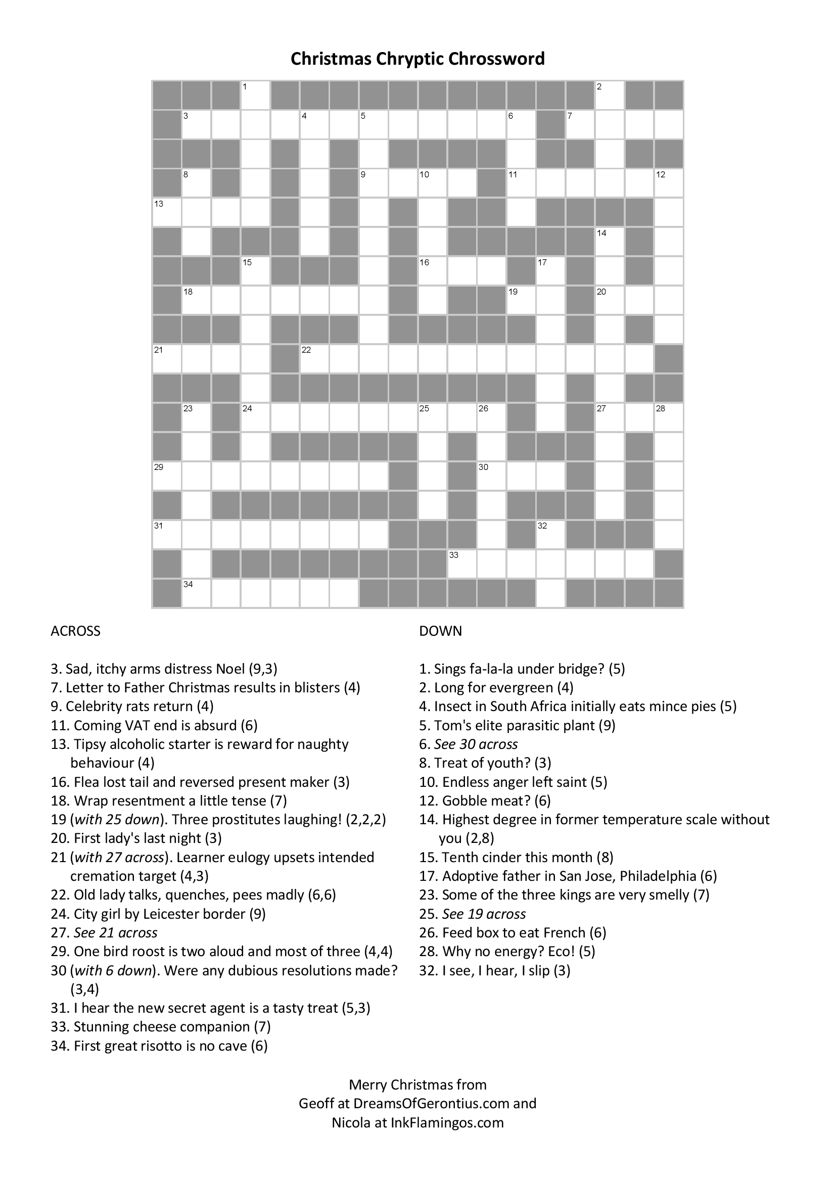 Cryptic Crossword Primer For Christmas – The Dreams Of Gerontius intended for Easy Cryptic Crosswords Printable Free
