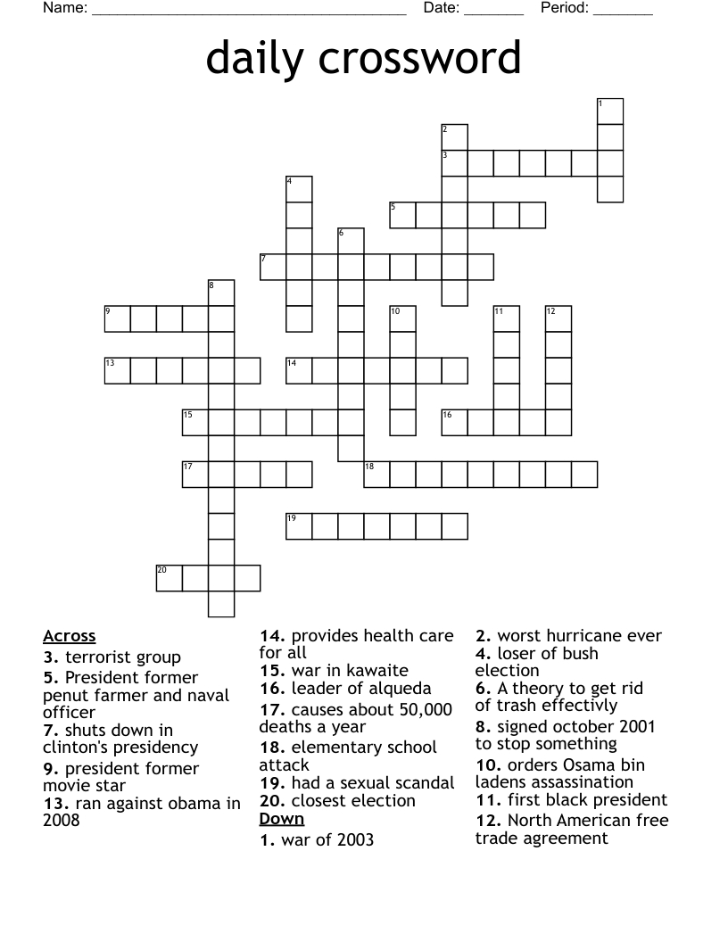 Daily Crossword - Wordmint with Free Seven Daily Printable Crossword Puzzles