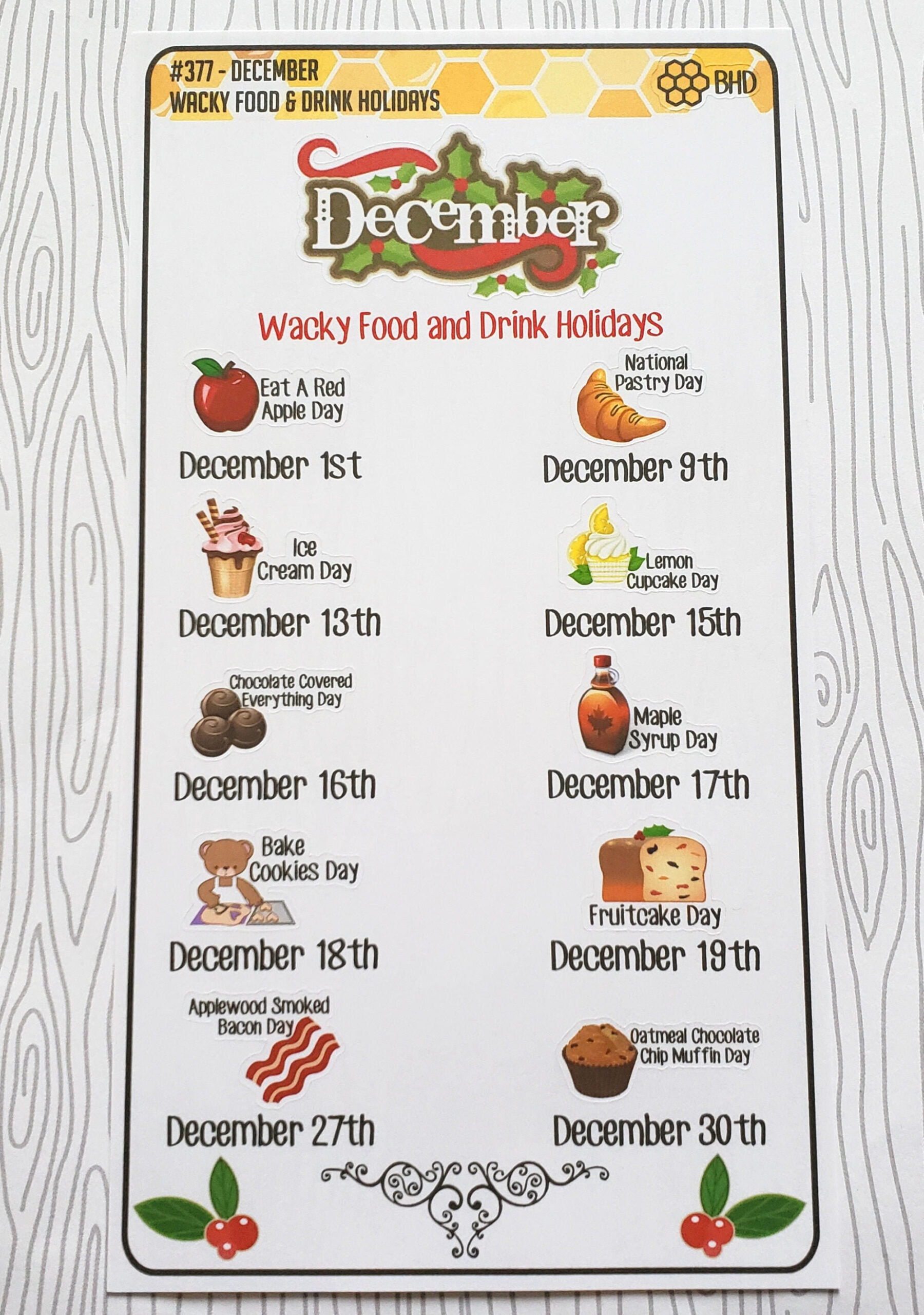 December Wacky Food &amp;amp; Drink Holidays (Set Of 11) Item #377 for Wacky Wordies Answer Key Page 39