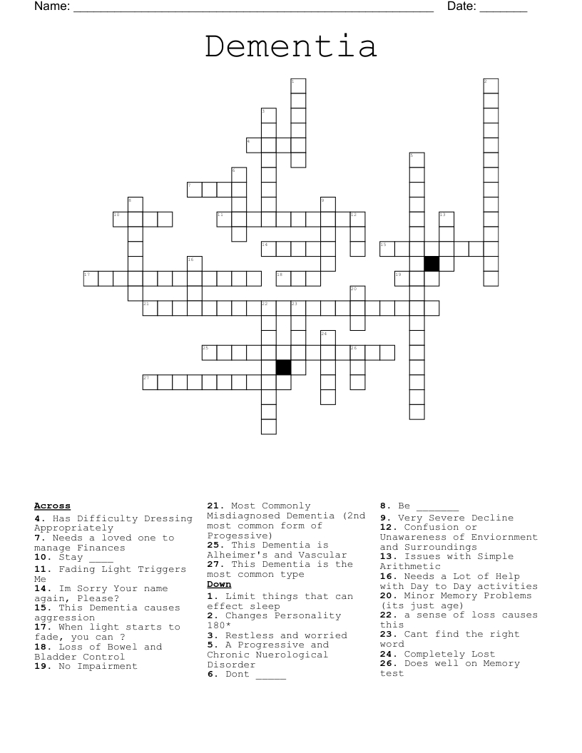 Dementia Crossword - Wordmint with Crosswords For Dementia