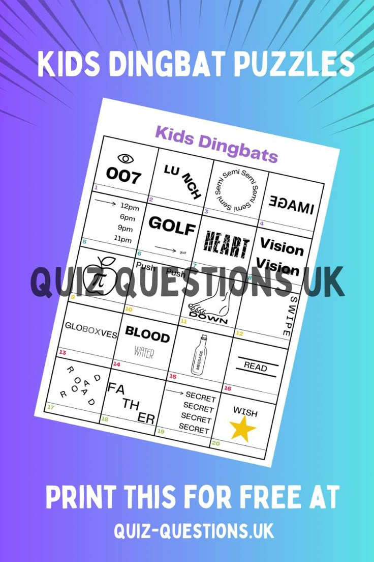 Dingbats For Kids pertaining to Dingbats Easy Quiz For Children