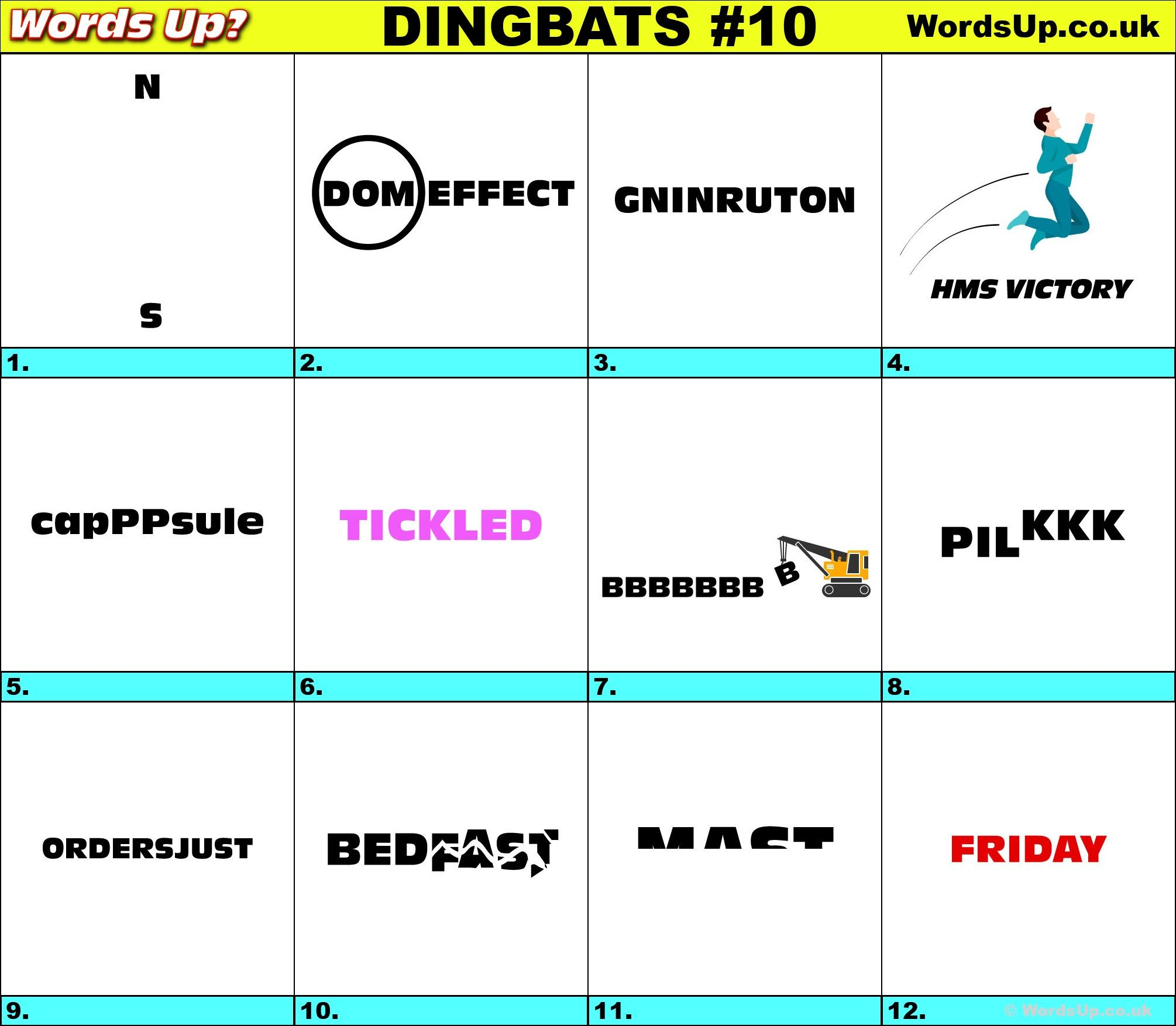 Dingbats Game » Find The Answers To Over 730 Dingbat Puzzles with regard to Whatzit Answers Printable