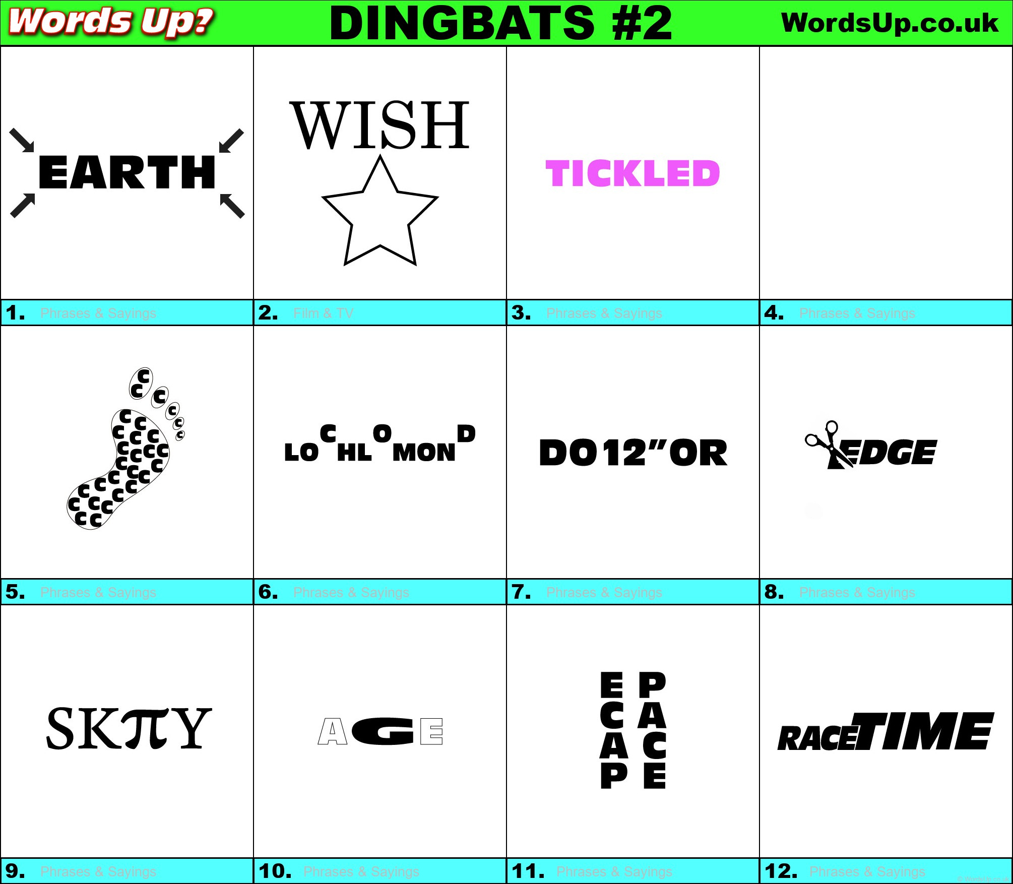 Dingbats Quiz #2 » Find The Answers To Over 730 Dingbats! » Words throughout Free Dingbat Quizzes with Answers