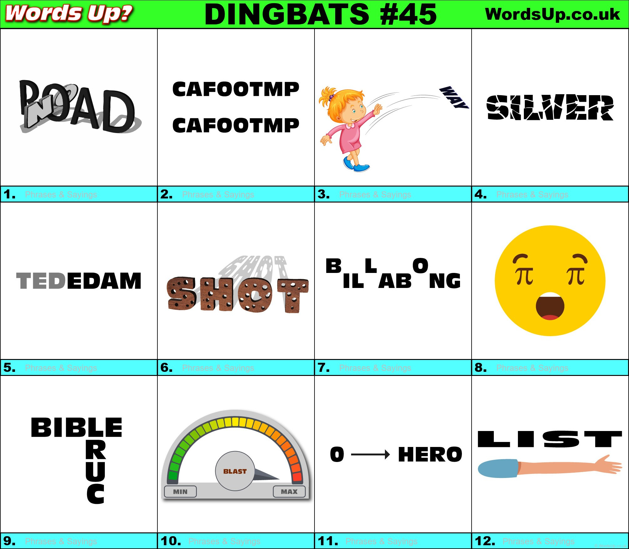 Dingbats Quiz #45 » Find The Answers To Over 730 Dingbats! » Words inside Easy Dingbats Printable