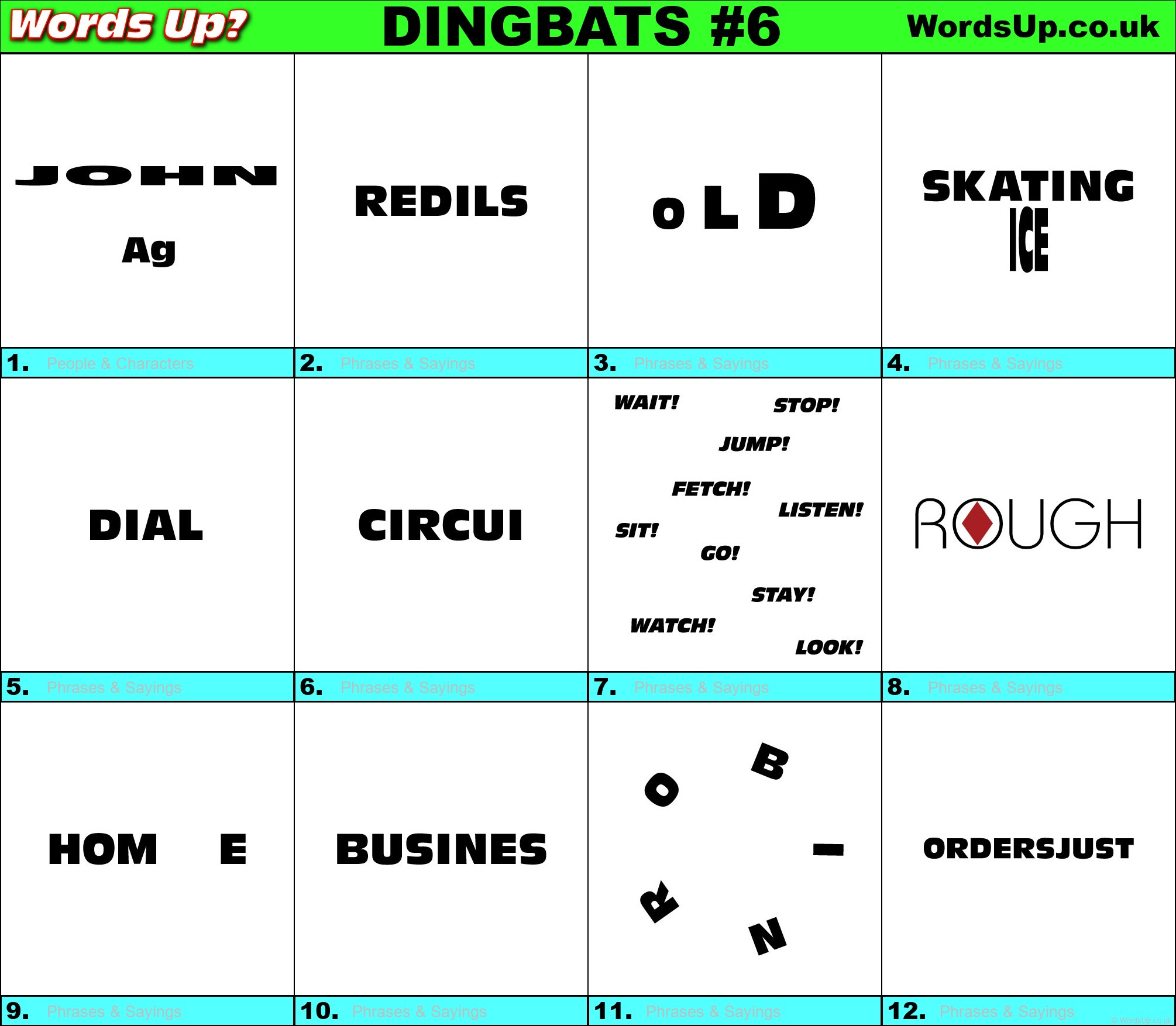 Dingbats Quiz #6 » Find The Answers To Over 730 Dingbats! » Words pertaining to Ditloids Beginning with 6