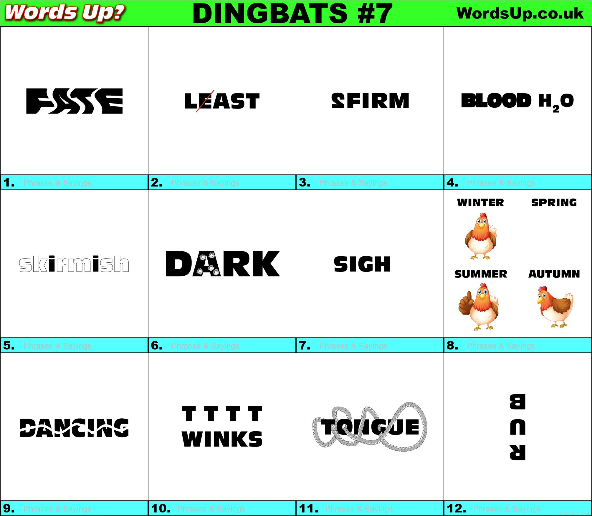 Dingbats Quiz #7 » Find The Answers To Over 730 Dingbats! » Words inside Printable Ditloids Quiz with Answers