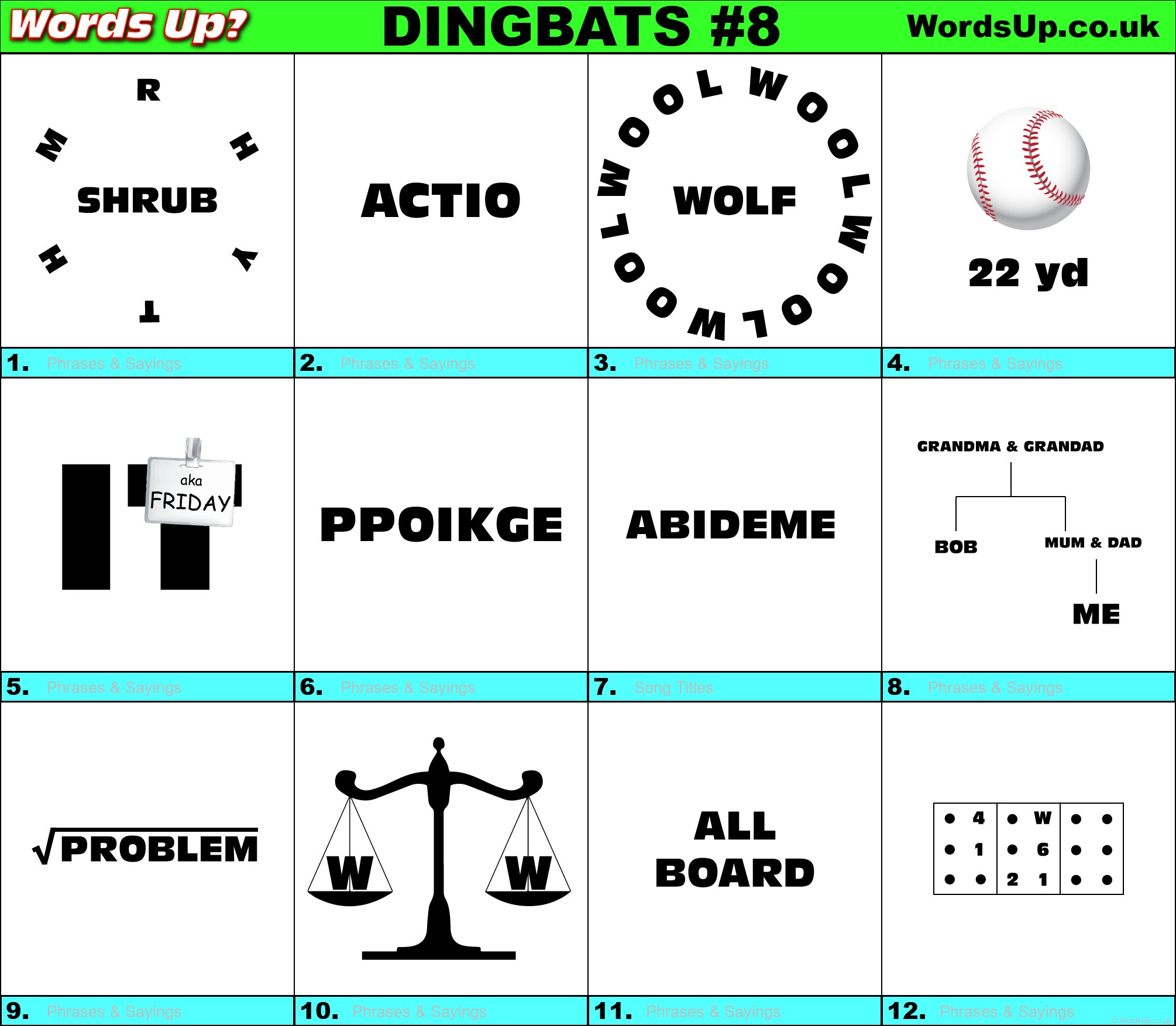 Dingbats Quiz #8 » Find The Answers To Over 730 Dingbats! » Words throughout Free Dingbat Quizzes With Answers