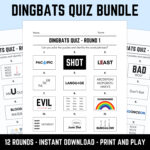 Dingbats Quiz Bundle: 12 Printable Picture Quizzes In 1, Downloadable Rebus  Puzzles, Pub Quiz Sheets, Family Game Night For Free Printable Dingbats With Answers Elderly