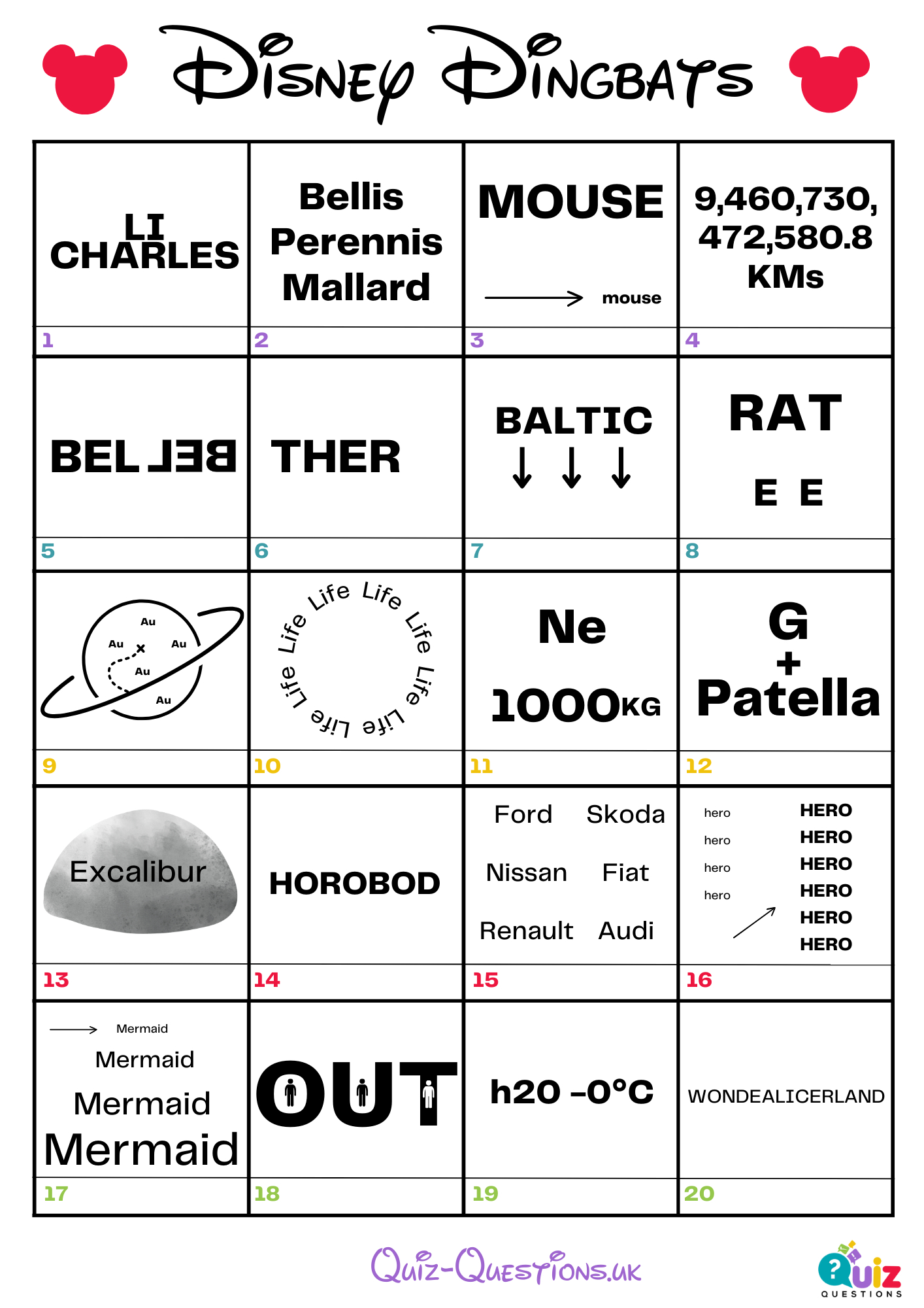 Disney Dingbat Puzzles With Answers 2025 with Free Printable Dingbats With Answers Elderly