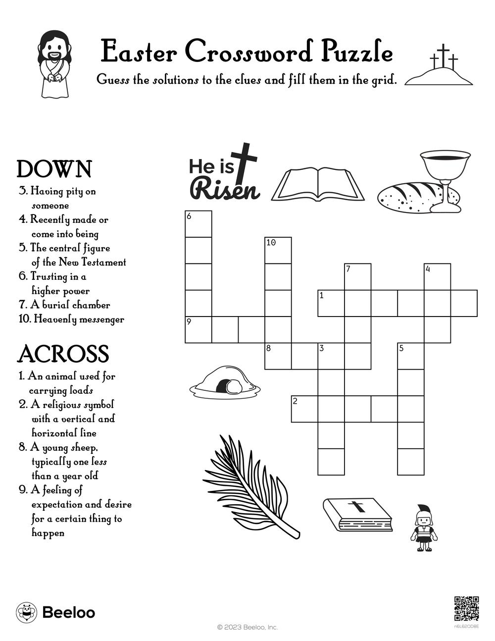 Easter Crossword Puzzle • Beeloo Printable Crafts And Activities in Easter Christian Crossword Puzzle