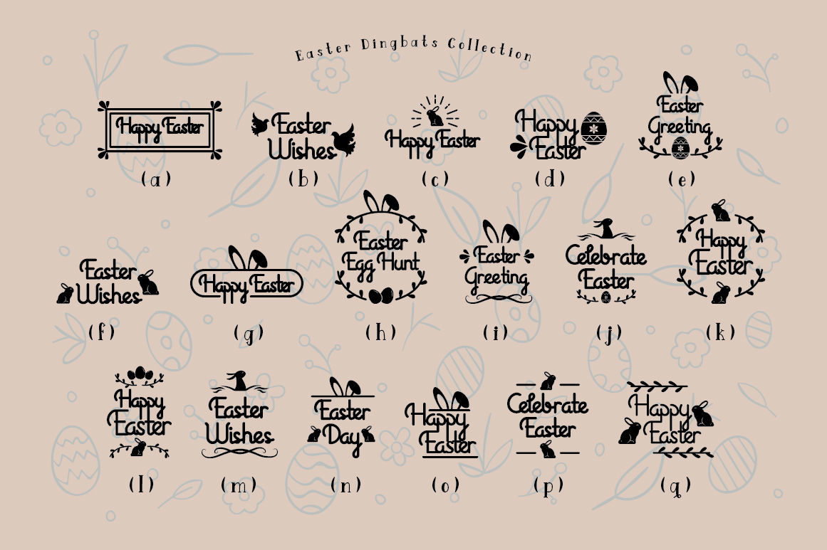 Easter Egg Dingbatsfontdation Studio | Thehungryjpeg regarding Easter Dingbats