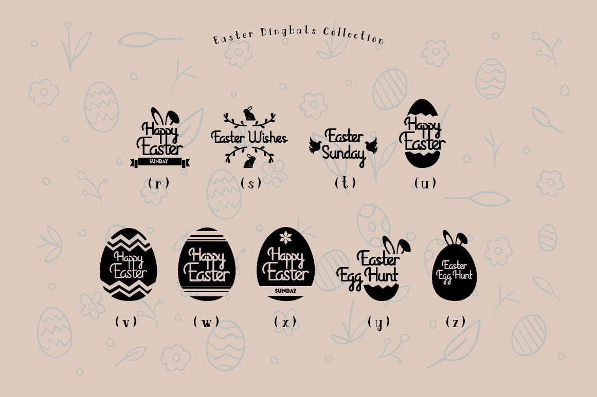 Easter Egg Dingbatsfontdation Studio | Thehungryjpeg within Easter Dingbats