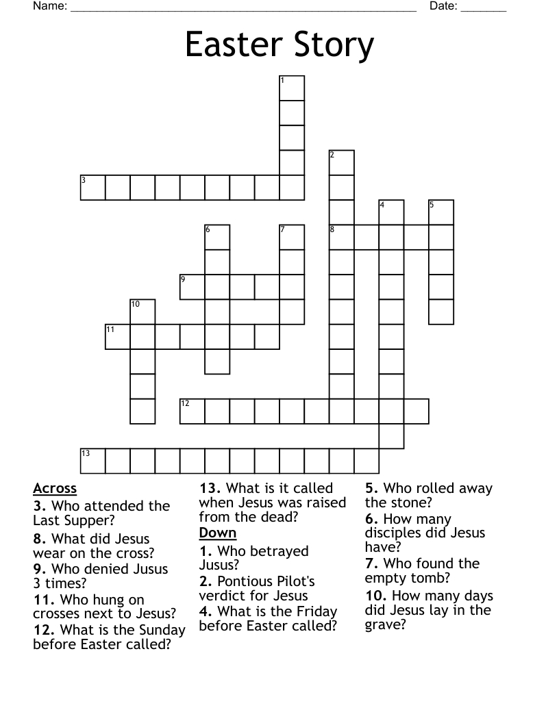 Easter Story Crossword - Wordmint in Easter Christian Crossword Puzzle