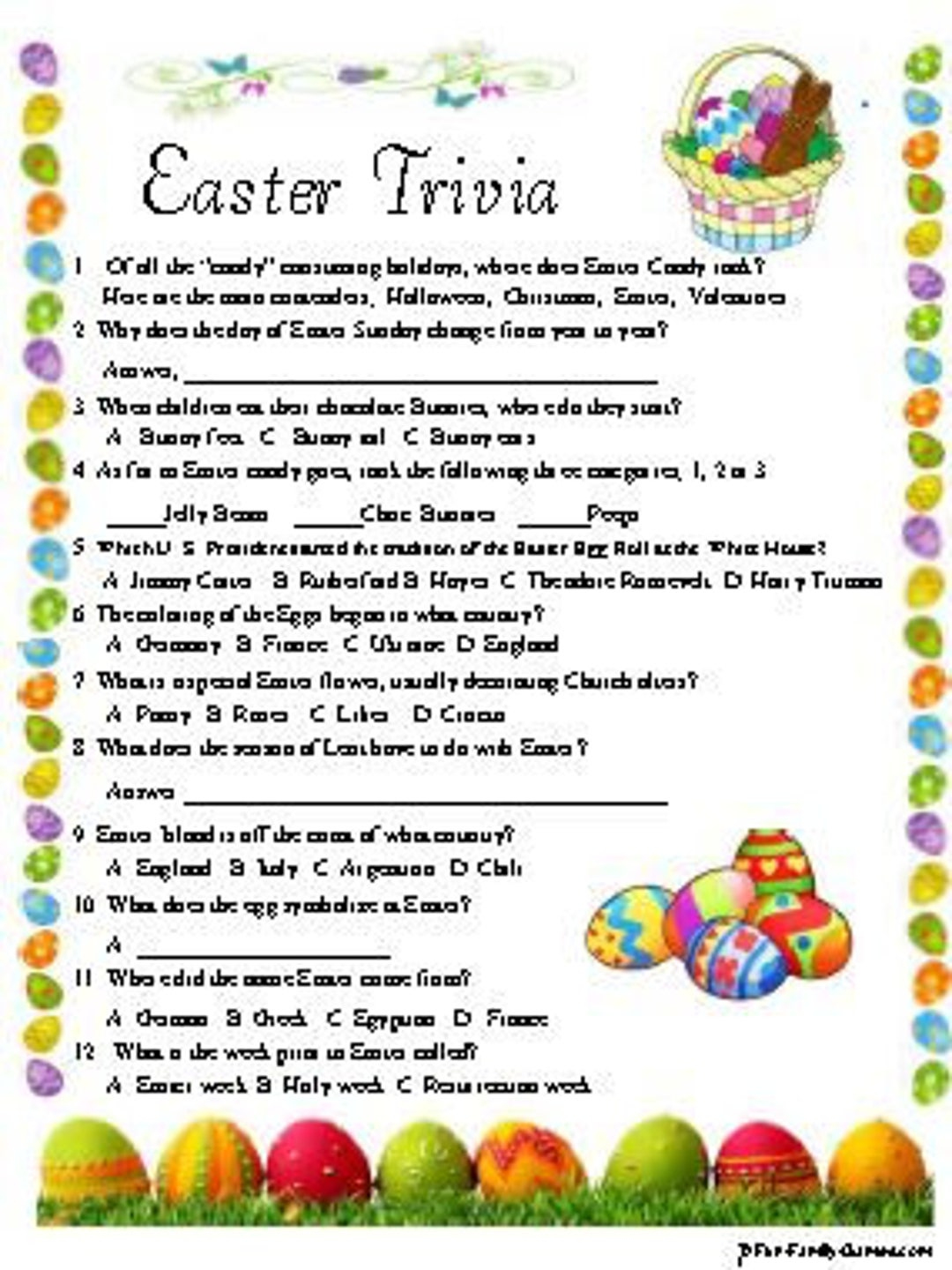 Easter Trivia, Egg Trivia And Facts And An Easter Crossword Puzzle in Easter Dingbats Crossword Puzzles