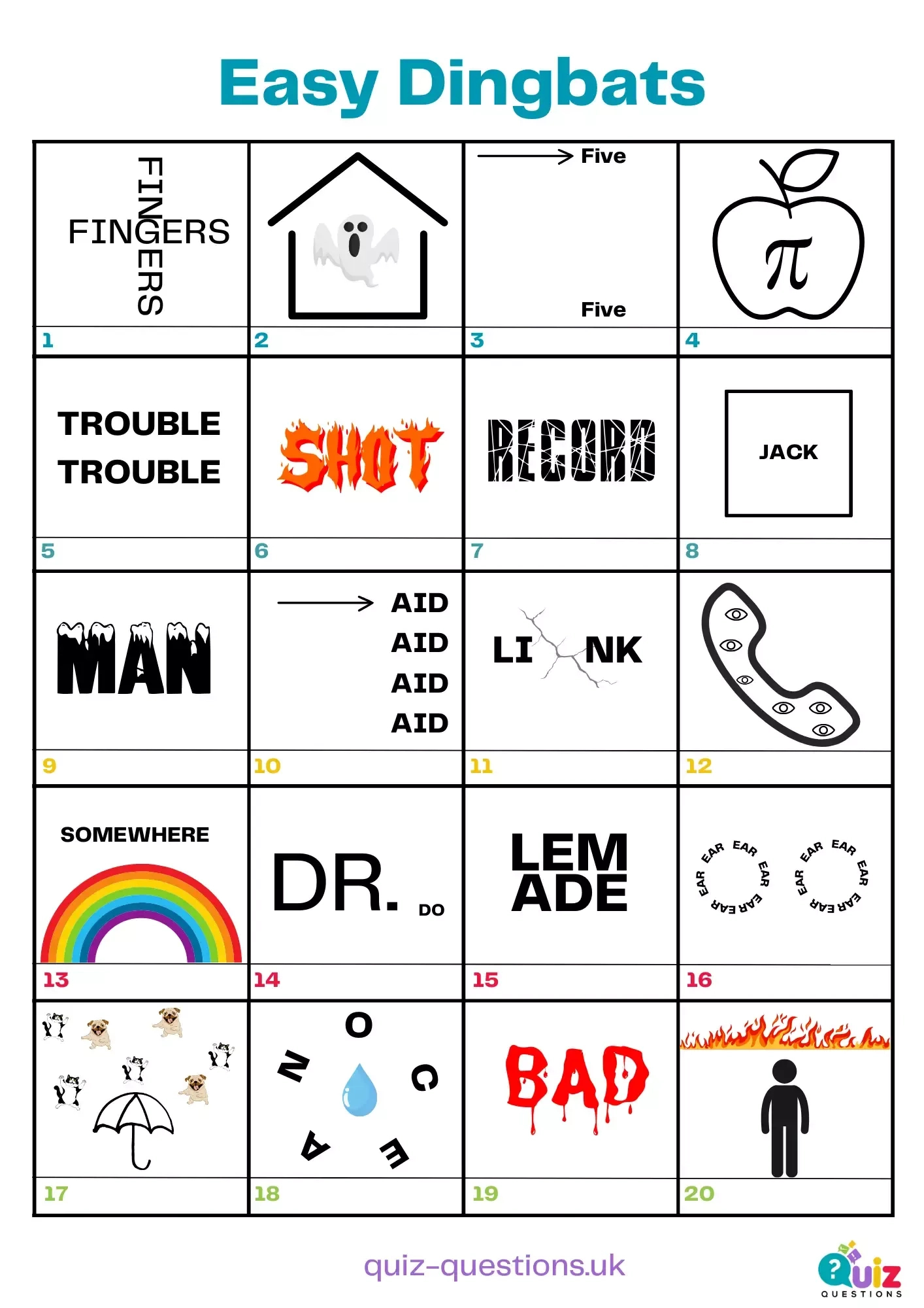 Easy Dingbats Quiz Questions &amp;amp; Answers 2025 intended for Tribond Trivia Questions and Answers Printable Kids